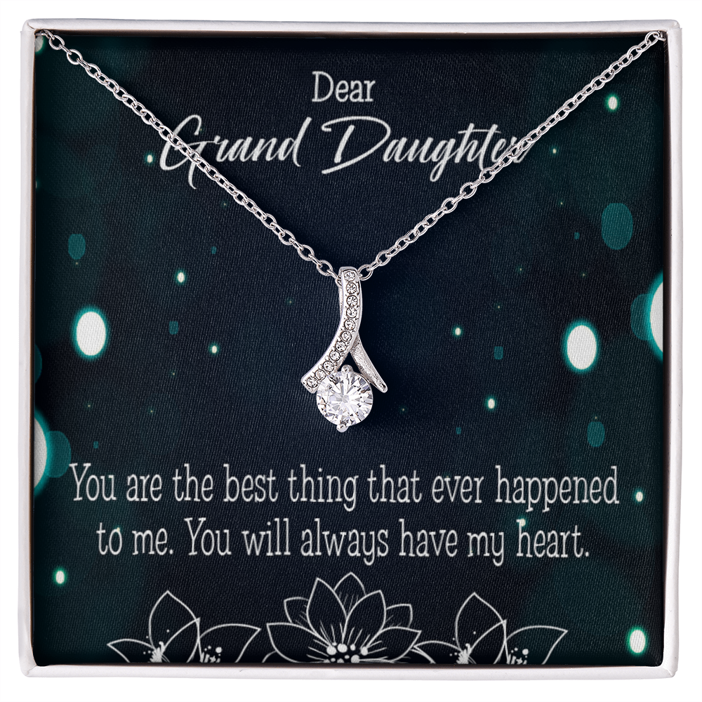 To My Granddaughter You Are the Best Alluring Ribbon Necklace Message Card-Express Your Love Gifts