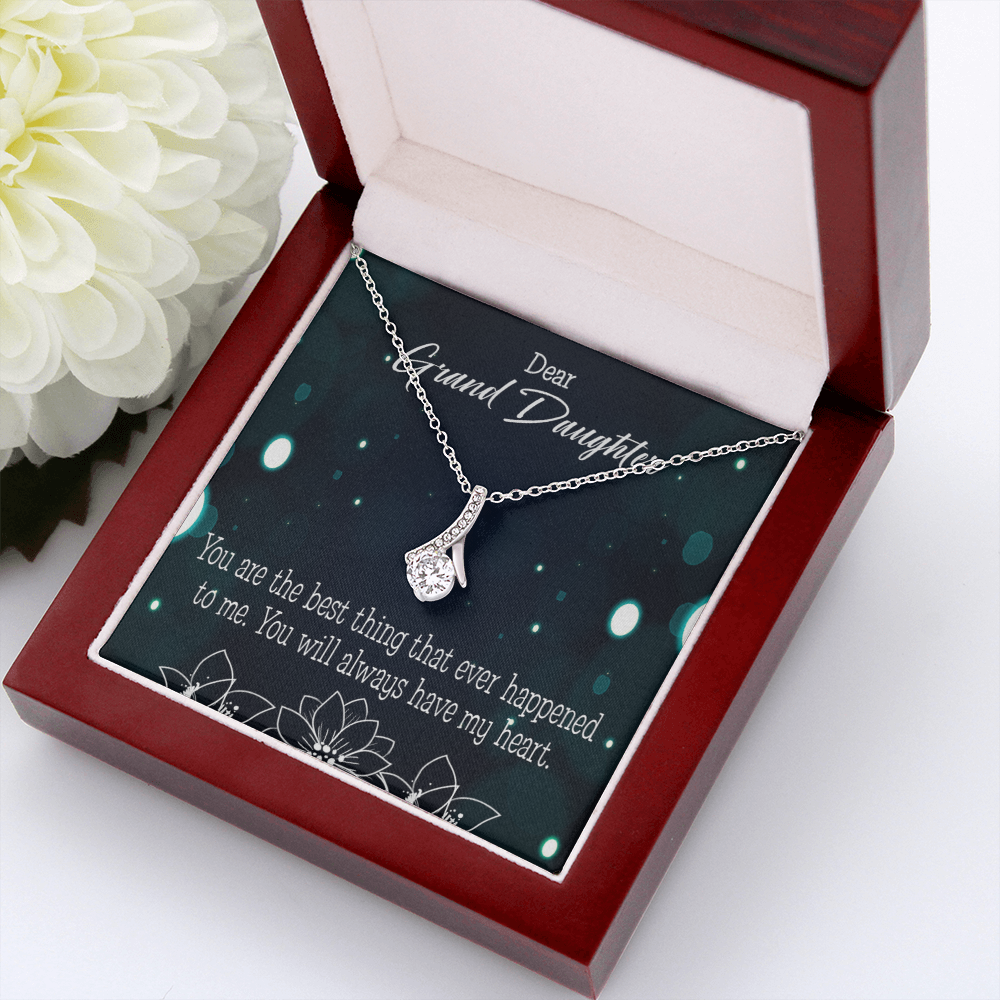 To My Granddaughter You Are the Best Alluring Ribbon Necklace Message Card-Express Your Love Gifts