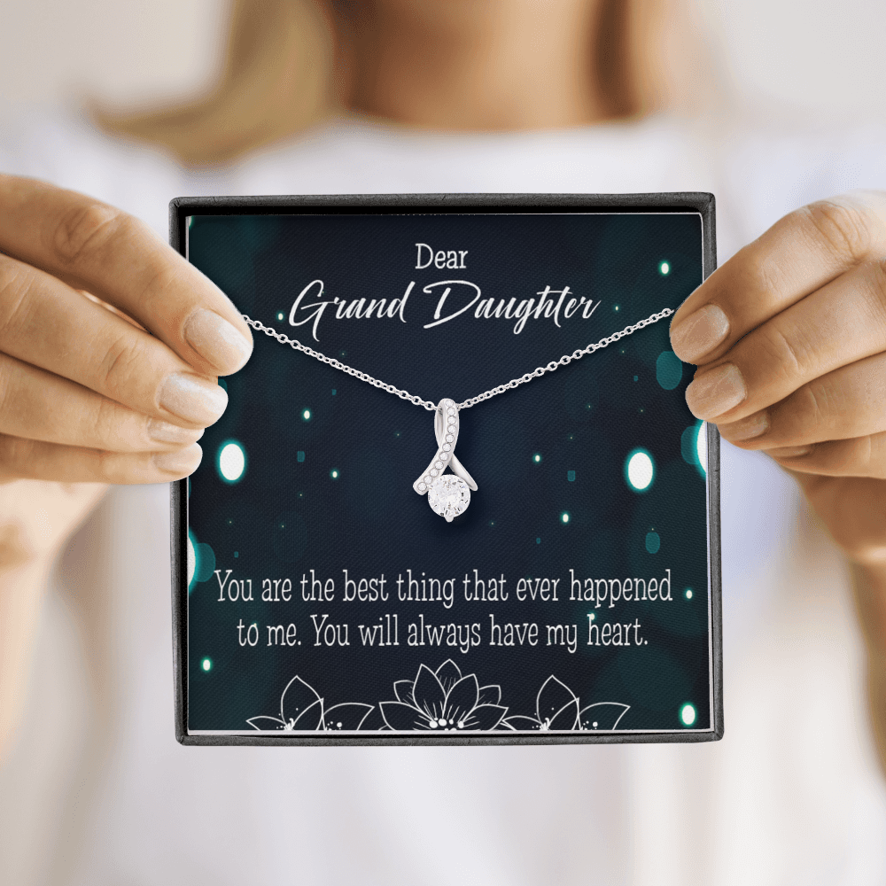 To My Granddaughter You Are the Best Alluring Ribbon Necklace Message Card-Express Your Love Gifts