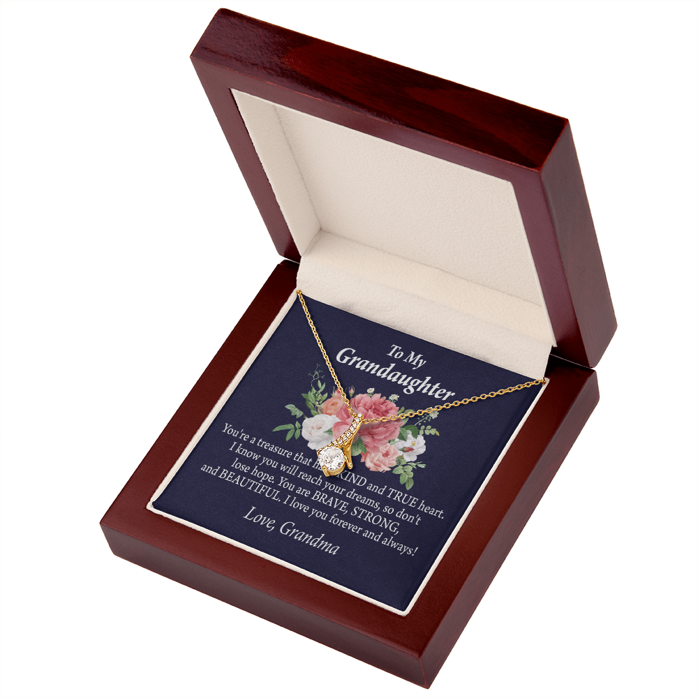 To My Granddaughter You're a Treasure Alluring Ribbon Necklace Message Card-Express Your Love Gifts