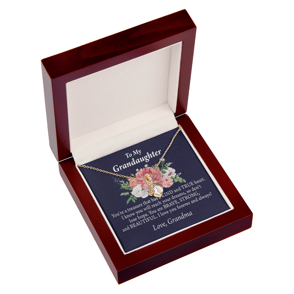To My Granddaughter You're a Treasure Alluring Ribbon Necklace Message Card-Express Your Love Gifts