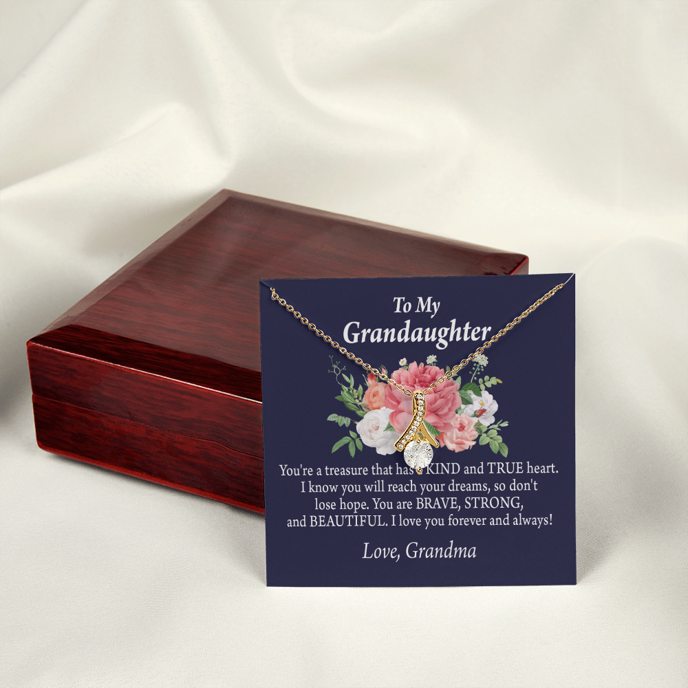 To My Granddaughter You're a Treasure Alluring Ribbon Necklace Message Card-Express Your Love Gifts