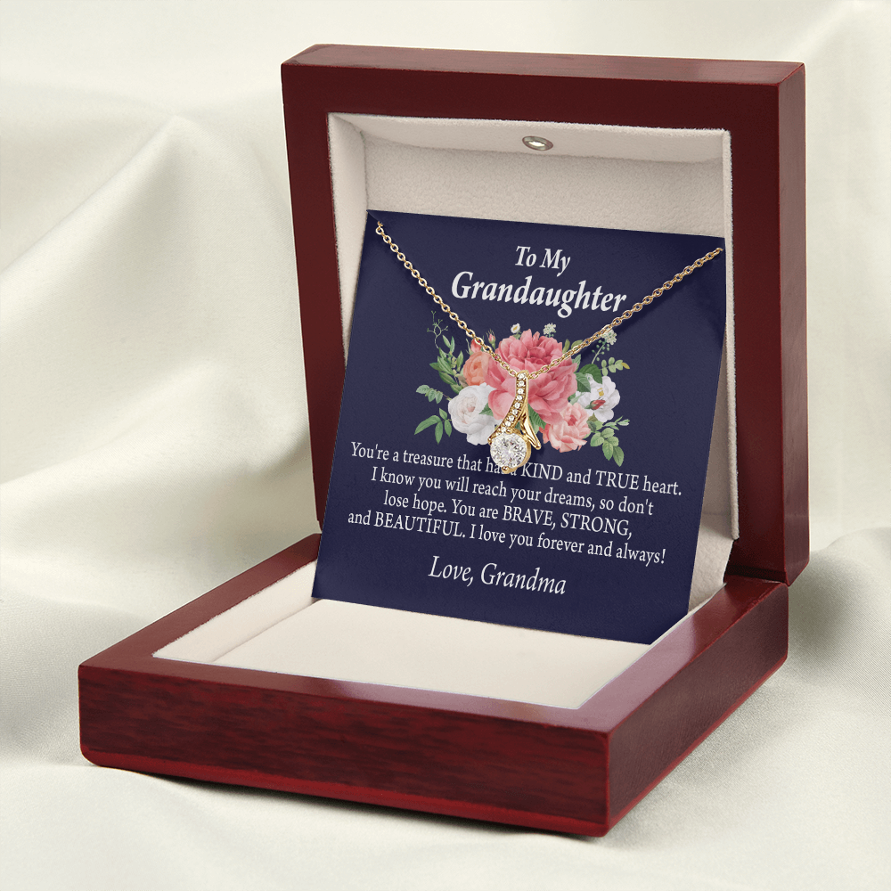 To My Granddaughter You're a Treasure Alluring Ribbon Necklace Message Card-Express Your Love Gifts