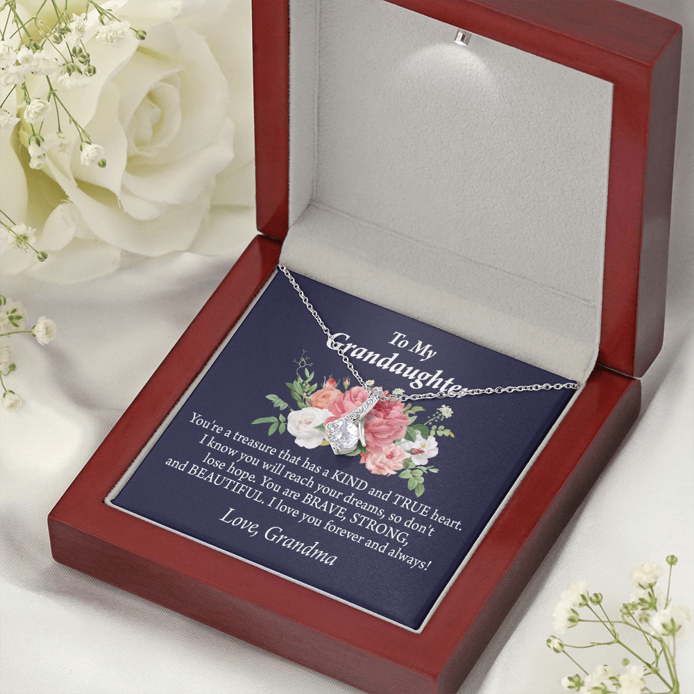 To My Granddaughter You're a Treasure Alluring Ribbon Necklace Message Card-Express Your Love Gifts
