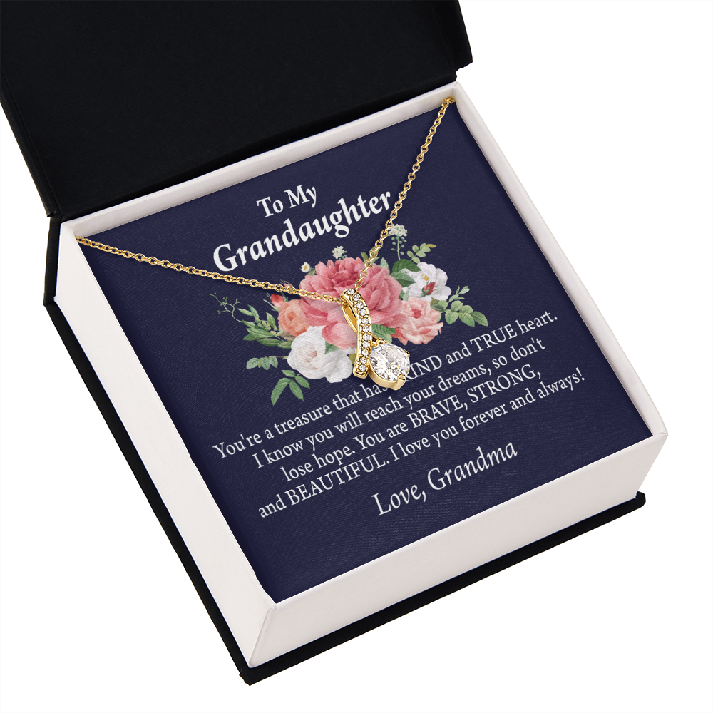 To My Granddaughter You're a Treasure Alluring Ribbon Necklace Message Card-Express Your Love Gifts