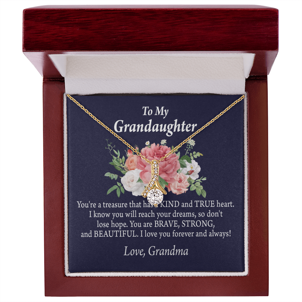 To My Granddaughter You're a Treasure Alluring Ribbon Necklace Message Card-Express Your Love Gifts