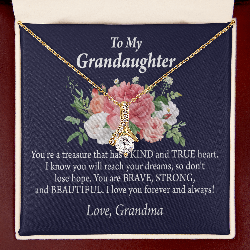 To My Granddaughter You're a Treasure Alluring Ribbon Necklace Message Card-Express Your Love Gifts
