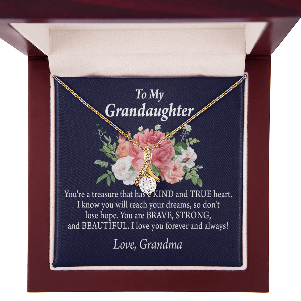 To My Granddaughter You're a Treasure Alluring Ribbon Necklace Message Card-Express Your Love Gifts