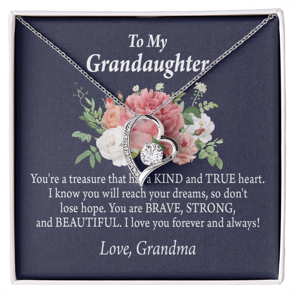 To My Granddaughter You're a Treasure Forever Necklace w Message Card-Express Your Love Gifts