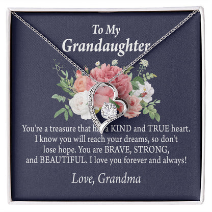 To My Granddaughter You're a Treasure Forever Necklace w Message Card-Express Your Love Gifts