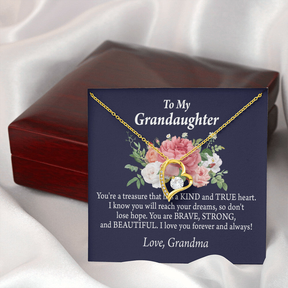 To My Granddaughter You're a Treasure Forever Necklace w Message Card-Express Your Love Gifts