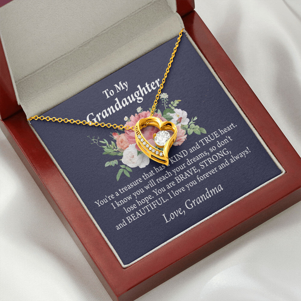 To My Granddaughter You're a Treasure Forever Necklace w Message Card-Express Your Love Gifts
