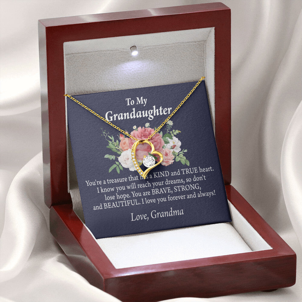 To My Granddaughter You're a Treasure Forever Necklace w Message Card-Express Your Love Gifts
