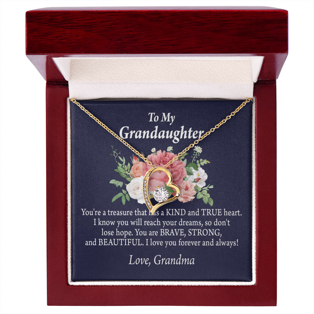 To My Granddaughter You're a Treasure Forever Necklace w Message Card-Express Your Love Gifts