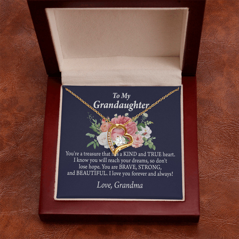 To My Granddaughter You're a Treasure Forever Necklace w Message Card-Express Your Love Gifts