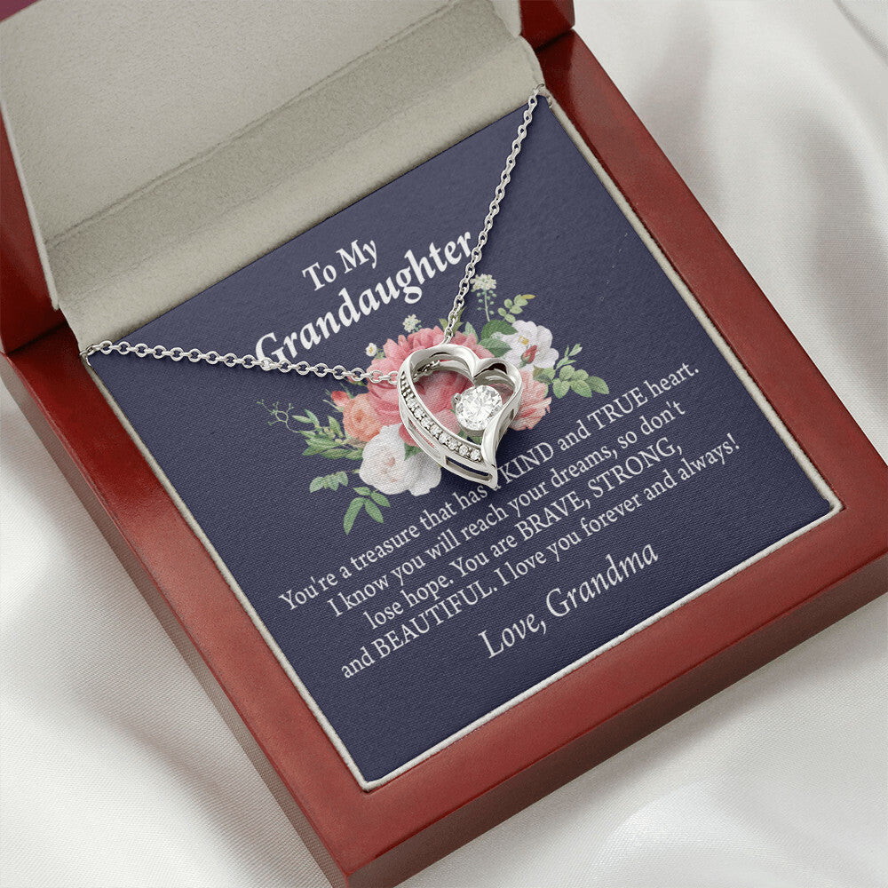 To My Granddaughter You're a Treasure Forever Necklace w Message Card-Express Your Love Gifts