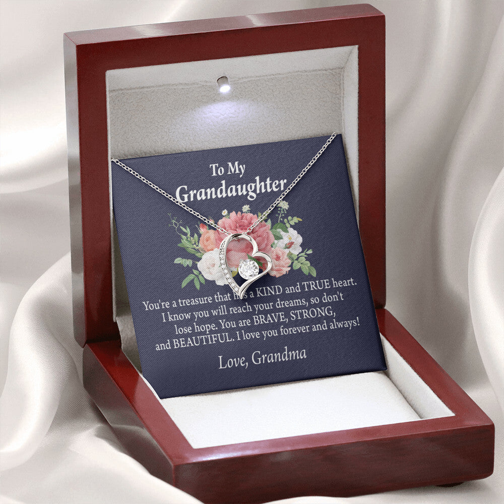 To My Granddaughter You're a Treasure Forever Necklace w Message Card-Express Your Love Gifts