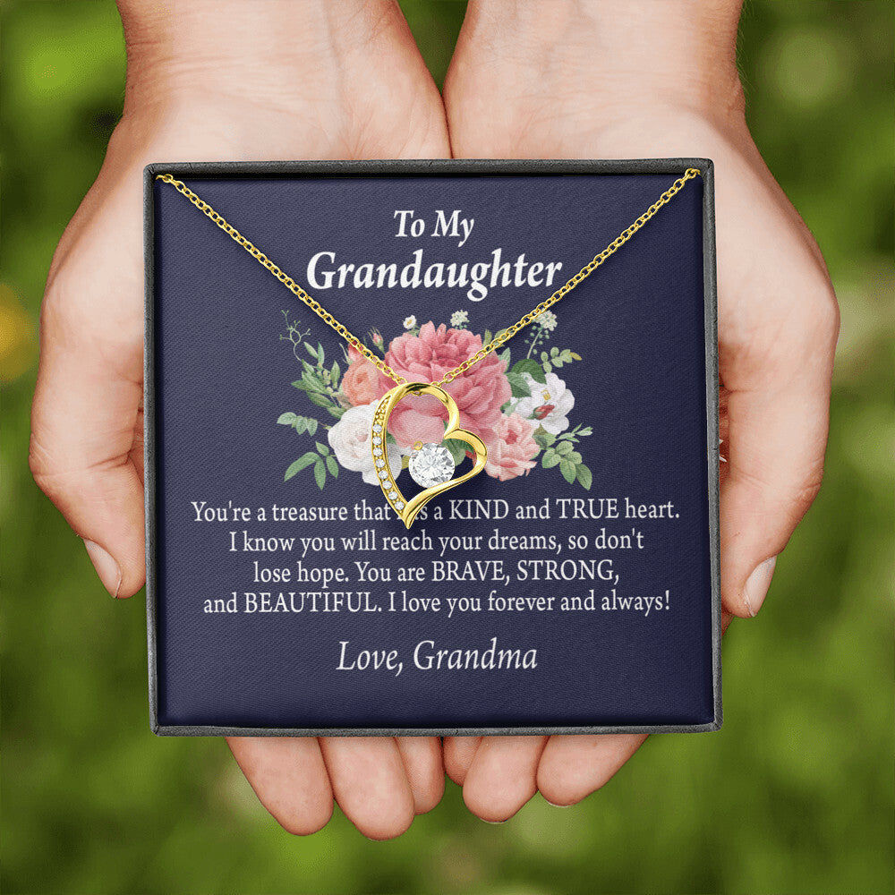 To My Granddaughter You're a Treasure Forever Necklace w Message Card-Express Your Love Gifts