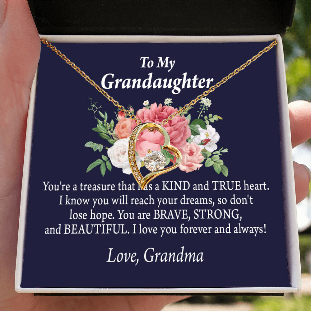 To My Granddaughter You're a Treasure Forever Necklace w Message Card-Express Your Love Gifts