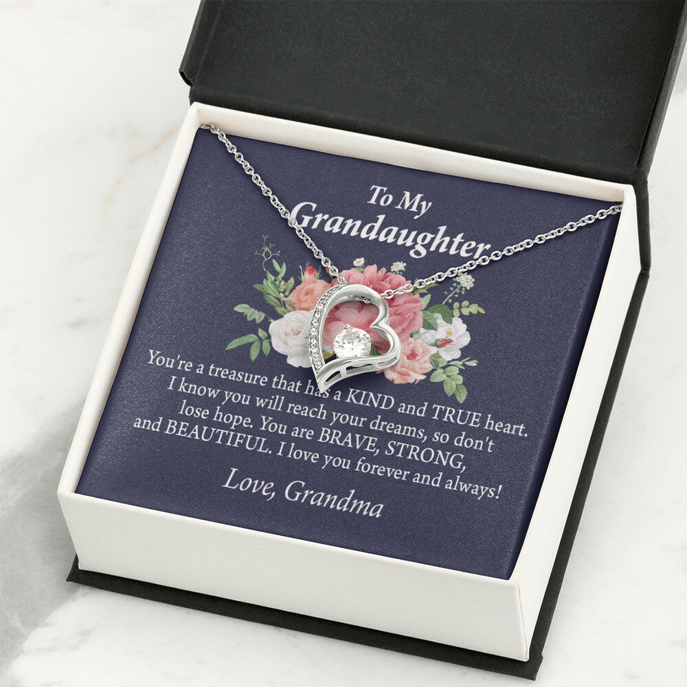 To My Granddaughter You're a Treasure Forever Necklace w Message Card-Express Your Love Gifts