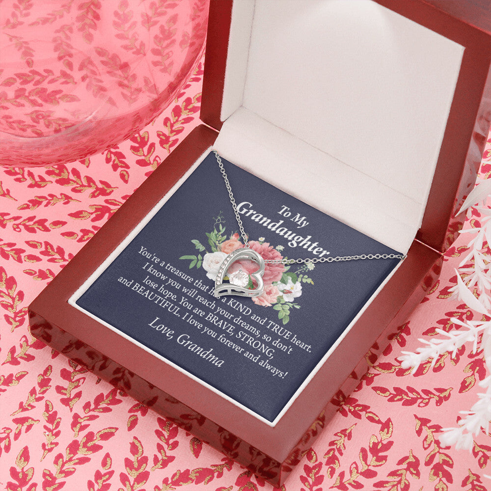 To My Granddaughter You're a Treasure Forever Necklace w Message Card-Express Your Love Gifts
