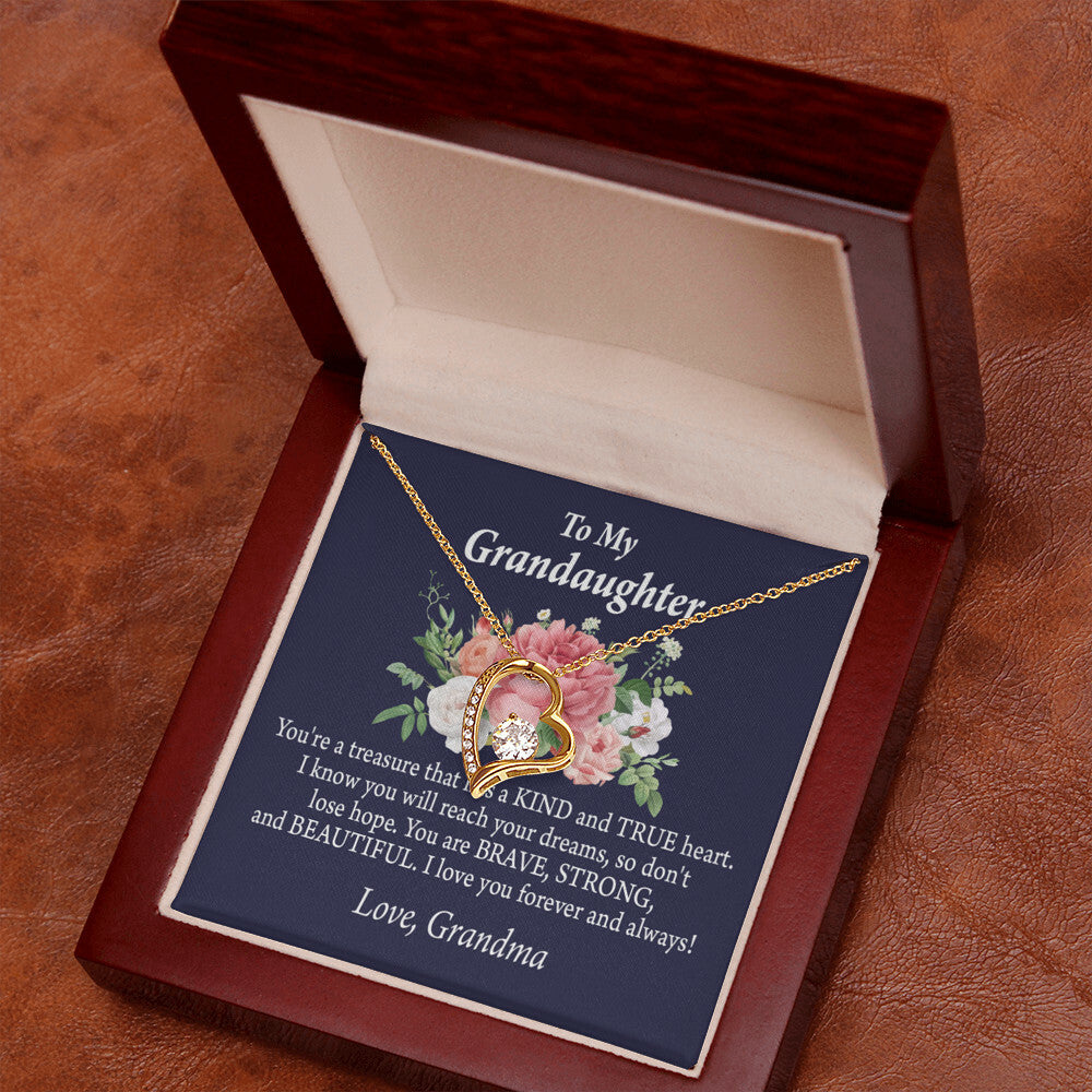 To My Granddaughter You're a Treasure Forever Necklace w Message Card-Express Your Love Gifts