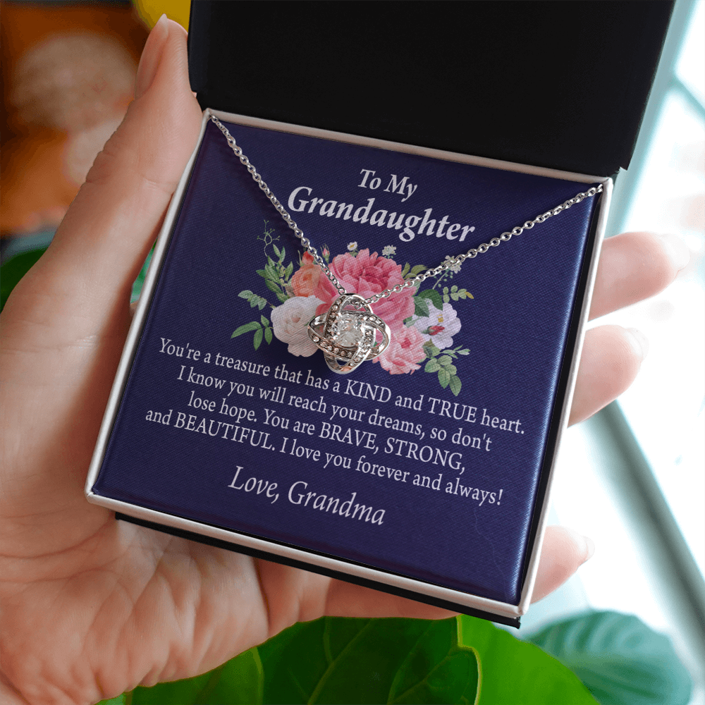 To My Granddaughter You're a Treasure Infinity Knot Necklace Message Card-Express Your Love Gifts