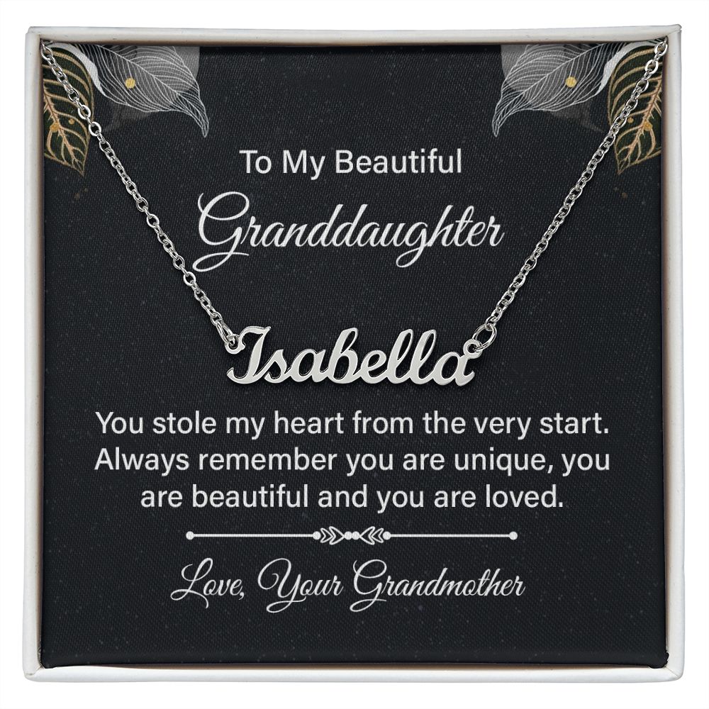 To My Granddaughter You Stole My Heart Custom Name Necklace-Express Your Love Gifts