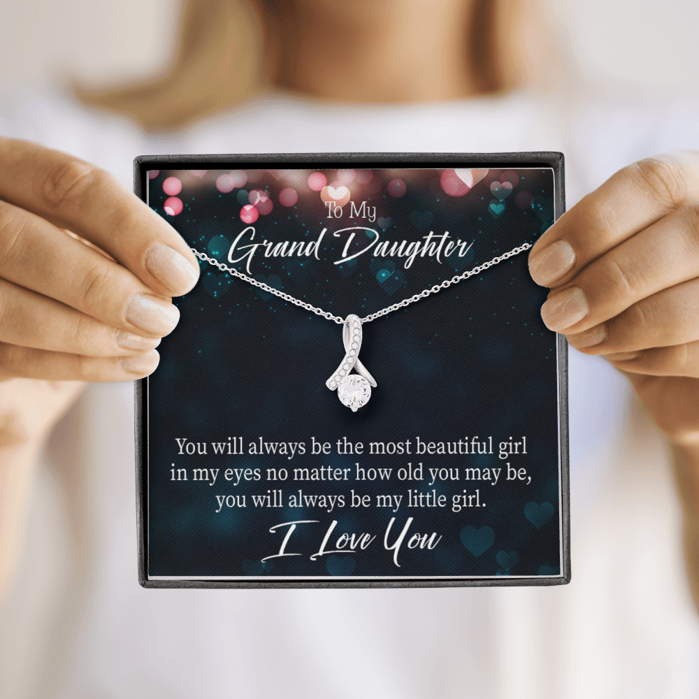To My Granddaughter You Will Always be Alluring Ribbon Necklace Message Card-Express Your Love Gifts