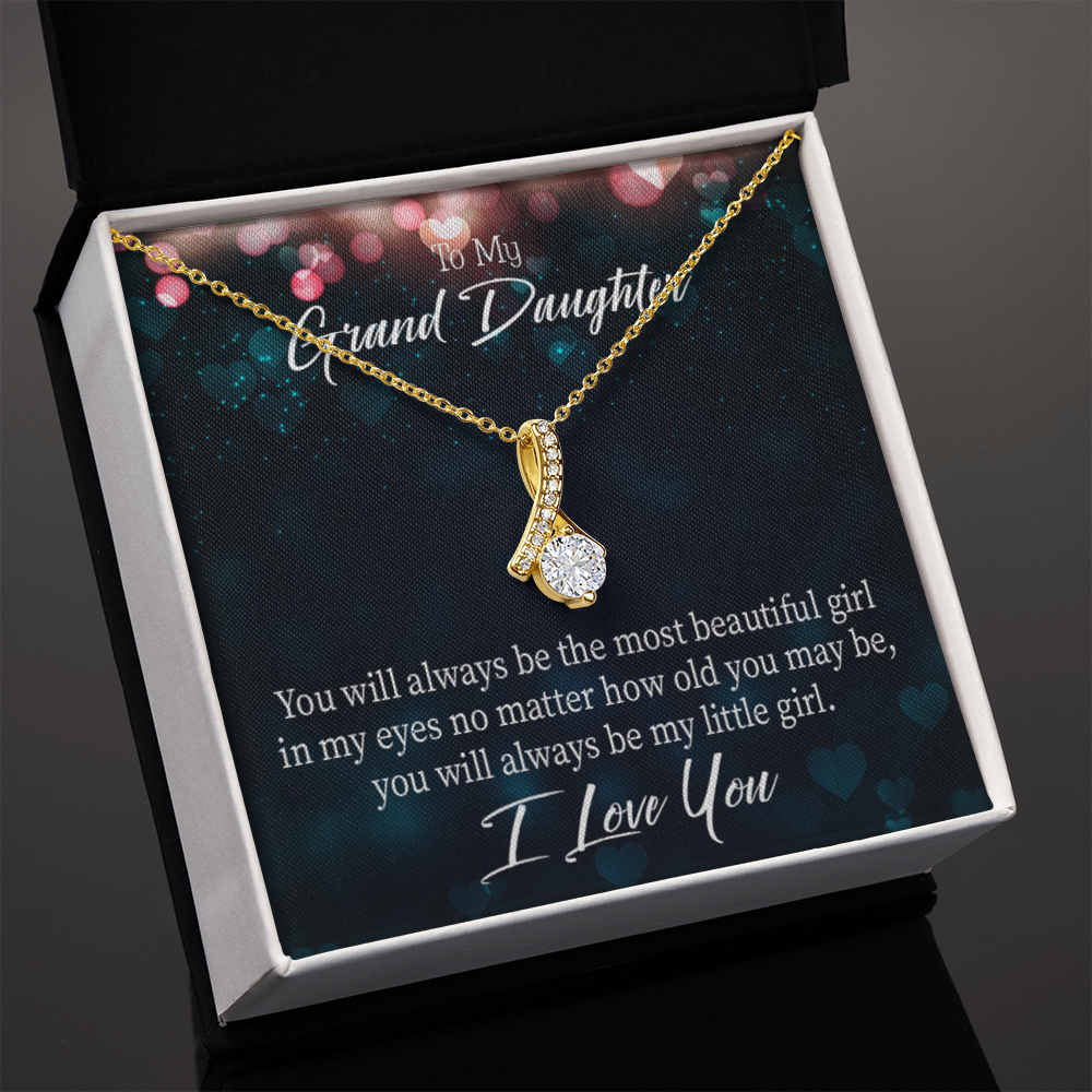 To My Granddaughter You Will Always be Alluring Ribbon Necklace Message Card-Express Your Love Gifts