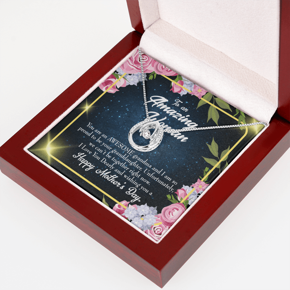 To My Grandma Awesome Grandma Lucky Horseshoe Necklace Message Card 14k w CZ Crystals-Express Your Love Gifts