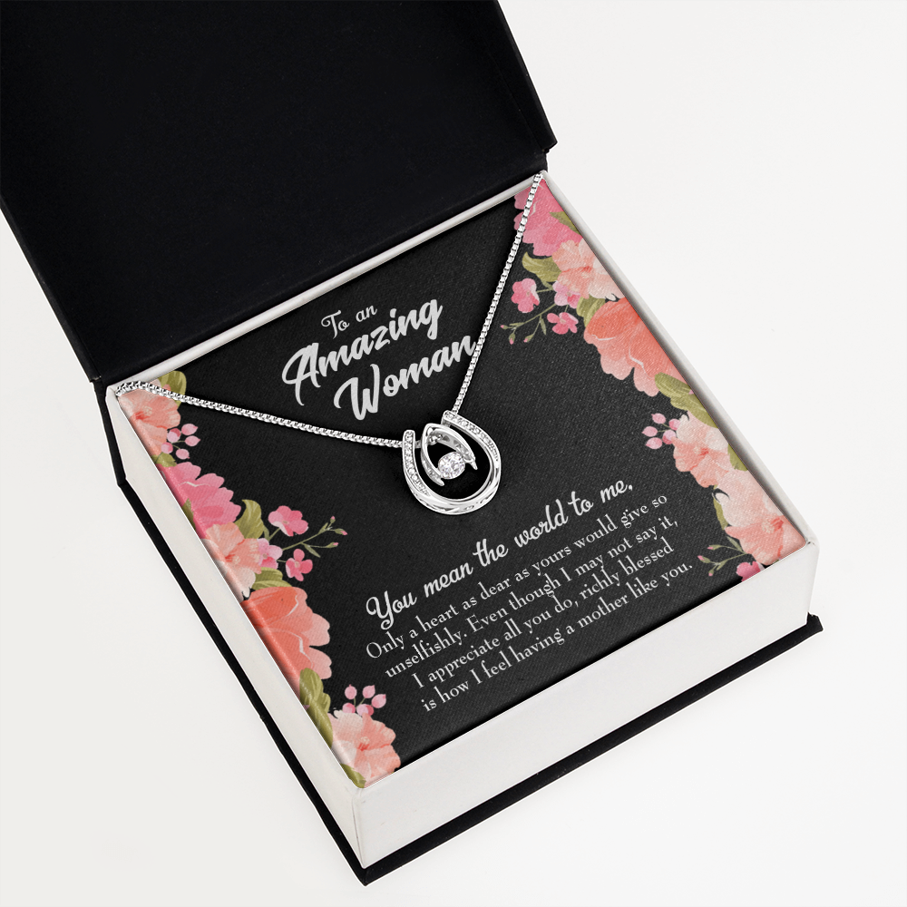 To My Grandma is Giving Lucky Horseshoe Necklace Message Card 14k w CZ Crystals-Express Your Love Gifts