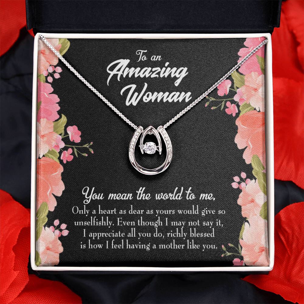 To My Grandma is Giving Lucky Horseshoe Necklace Message Card 14k w CZ Crystals-Express Your Love Gifts