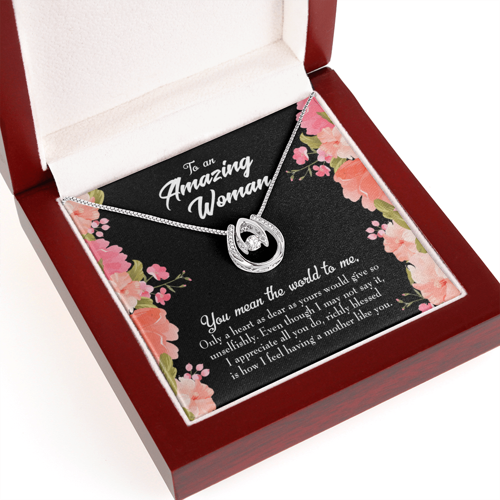 To My Grandma is Giving Lucky Horseshoe Necklace Message Card 14k w CZ Crystals-Express Your Love Gifts