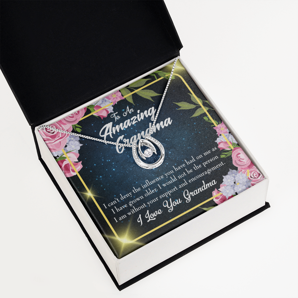 To My Grandma Love Lucky Horseshoe Necklace Message Card 14k w CZ Crystals-Express Your Love Gifts
