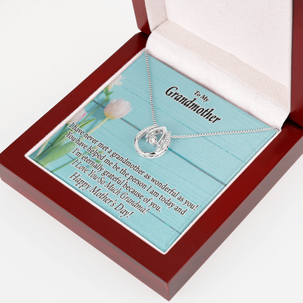 To My Grandmother Happy Mother's Day Lucky Horseshoe Necklace Message Card 14k w CZ Crystals-Express Your Love Gifts