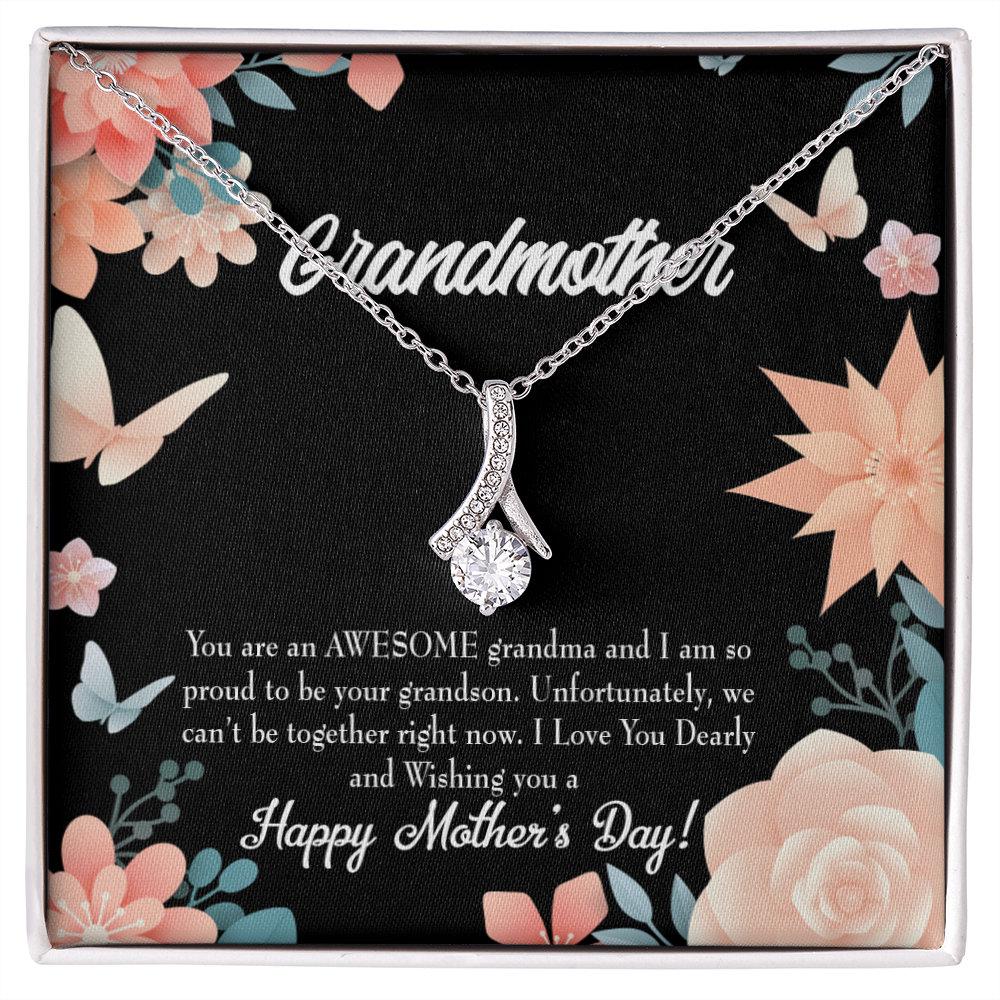 To My Grandmother Mother's Day Grandson Alluring Ribbon Necklace Message Card-Express Your Love Gifts