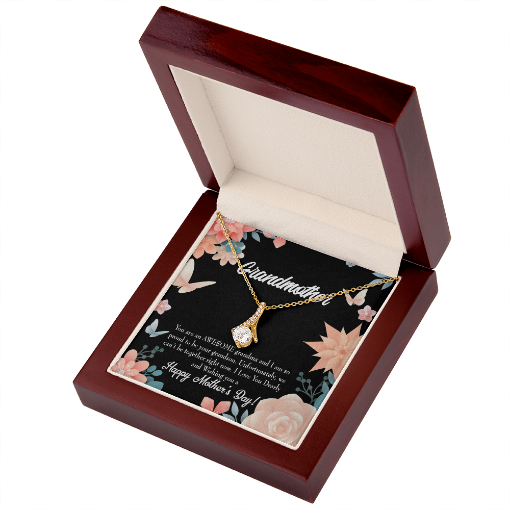 To My Grandmother Mother's Day Grandson Alluring Ribbon Necklace Message Card-Express Your Love Gifts
