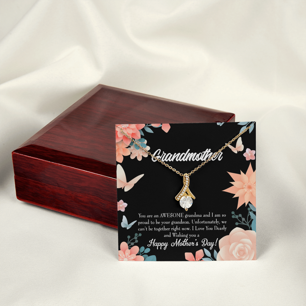 To My Grandmother Mother's Day Grandson Alluring Ribbon Necklace Message Card-Express Your Love Gifts