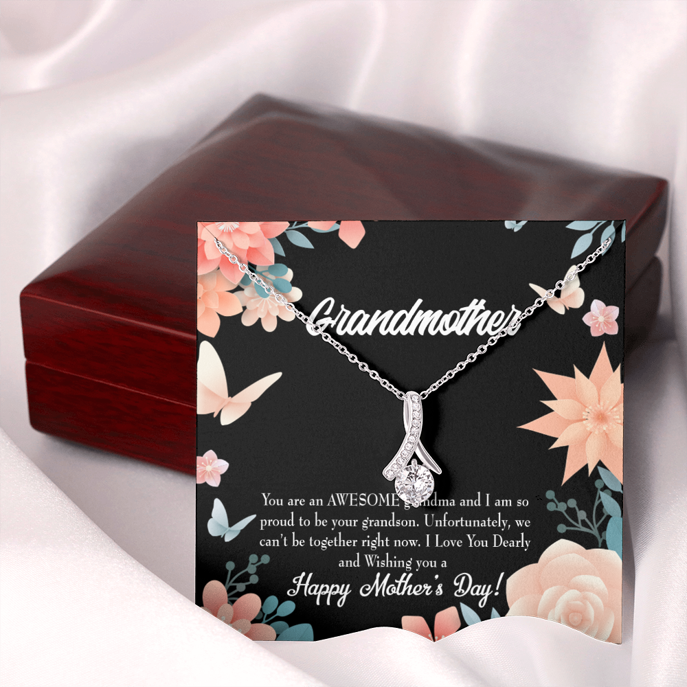 To My Grandmother Mother's Day Grandson Alluring Ribbon Necklace Message Card-Express Your Love Gifts