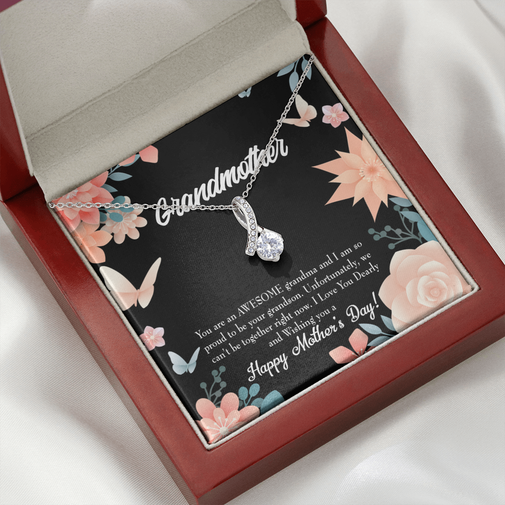 To My Grandmother Mother's Day Grandson Alluring Ribbon Necklace Message Card-Express Your Love Gifts