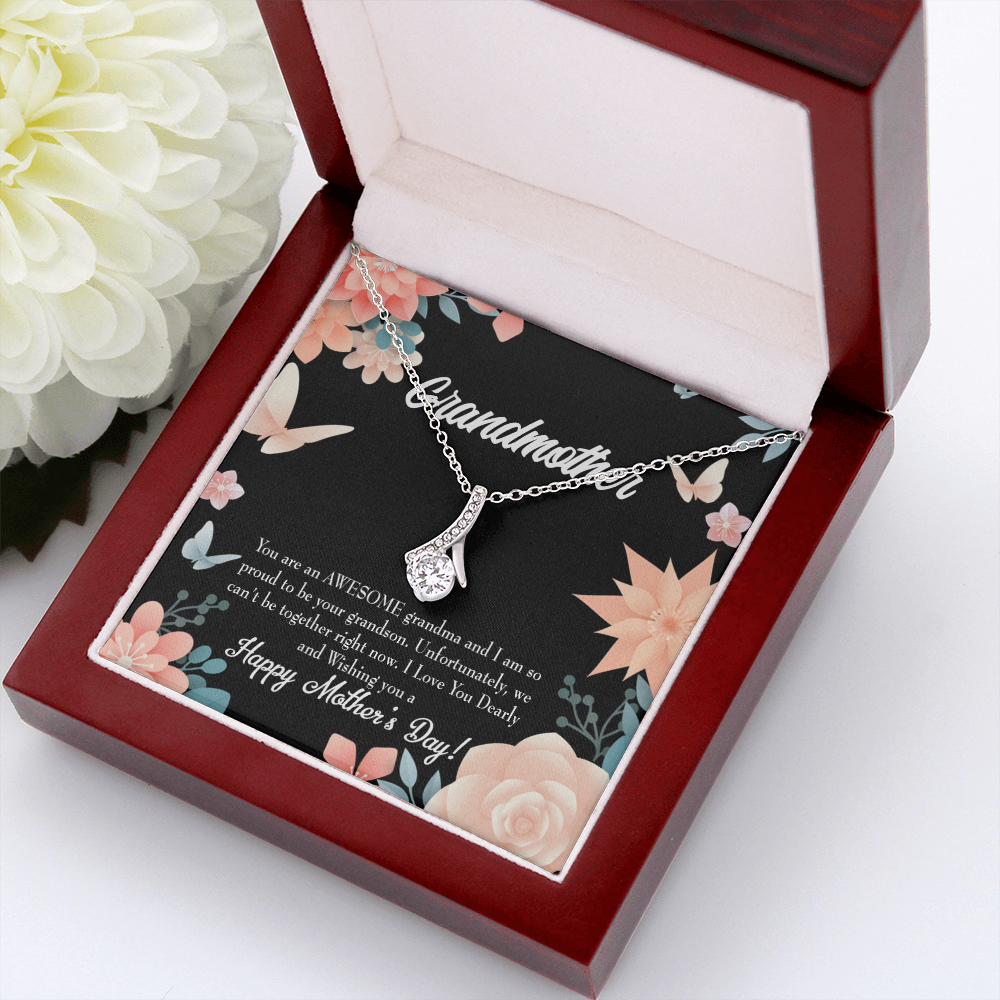 To My Grandmother Mother's Day Grandson Alluring Ribbon Necklace Message Card-Express Your Love Gifts