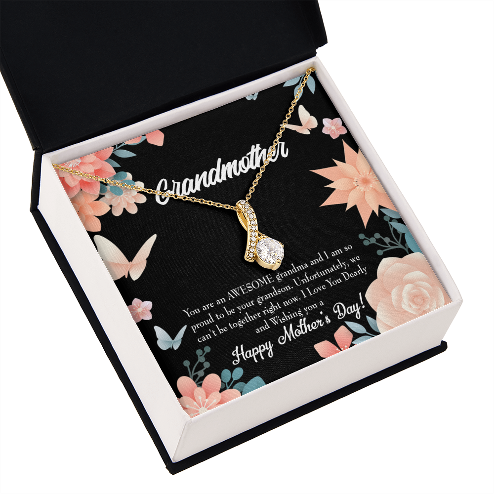 To My Grandmother Mother's Day Grandson Alluring Ribbon Necklace Message Card-Express Your Love Gifts