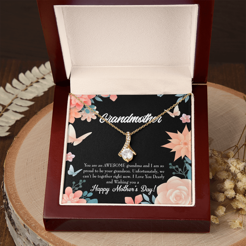To My Grandmother Mother's Day Grandson Alluring Ribbon Necklace Message Card-Express Your Love Gifts