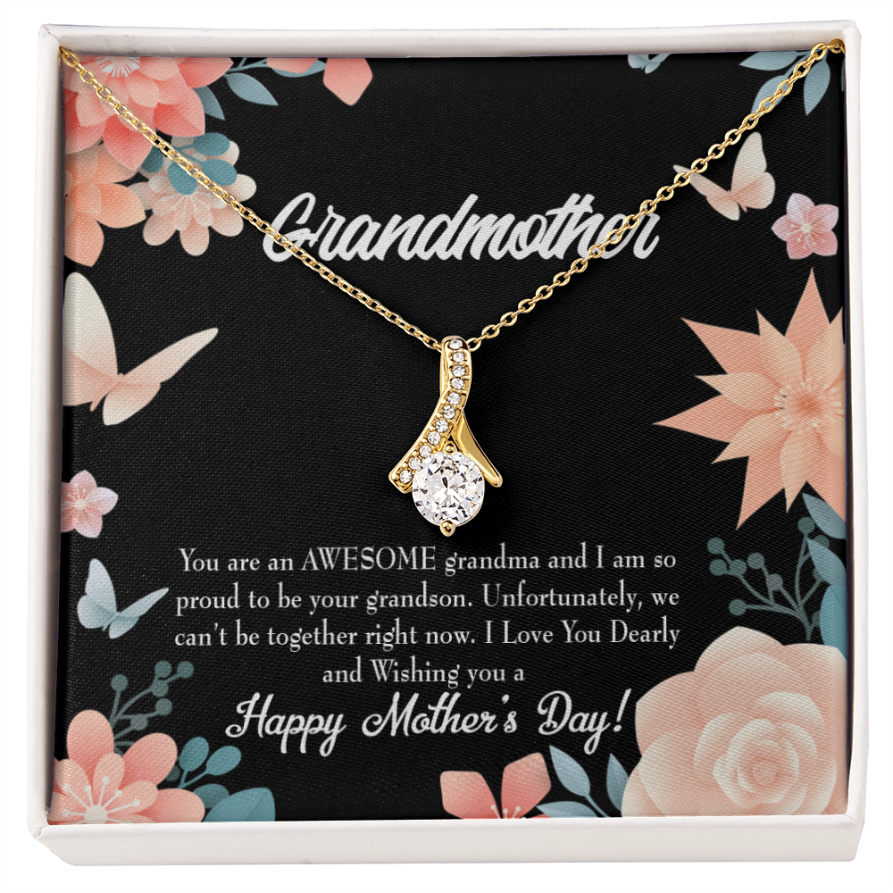 To My Grandmother Mother's Day Grandson Alluring Ribbon Necklace Message Card-Express Your Love Gifts