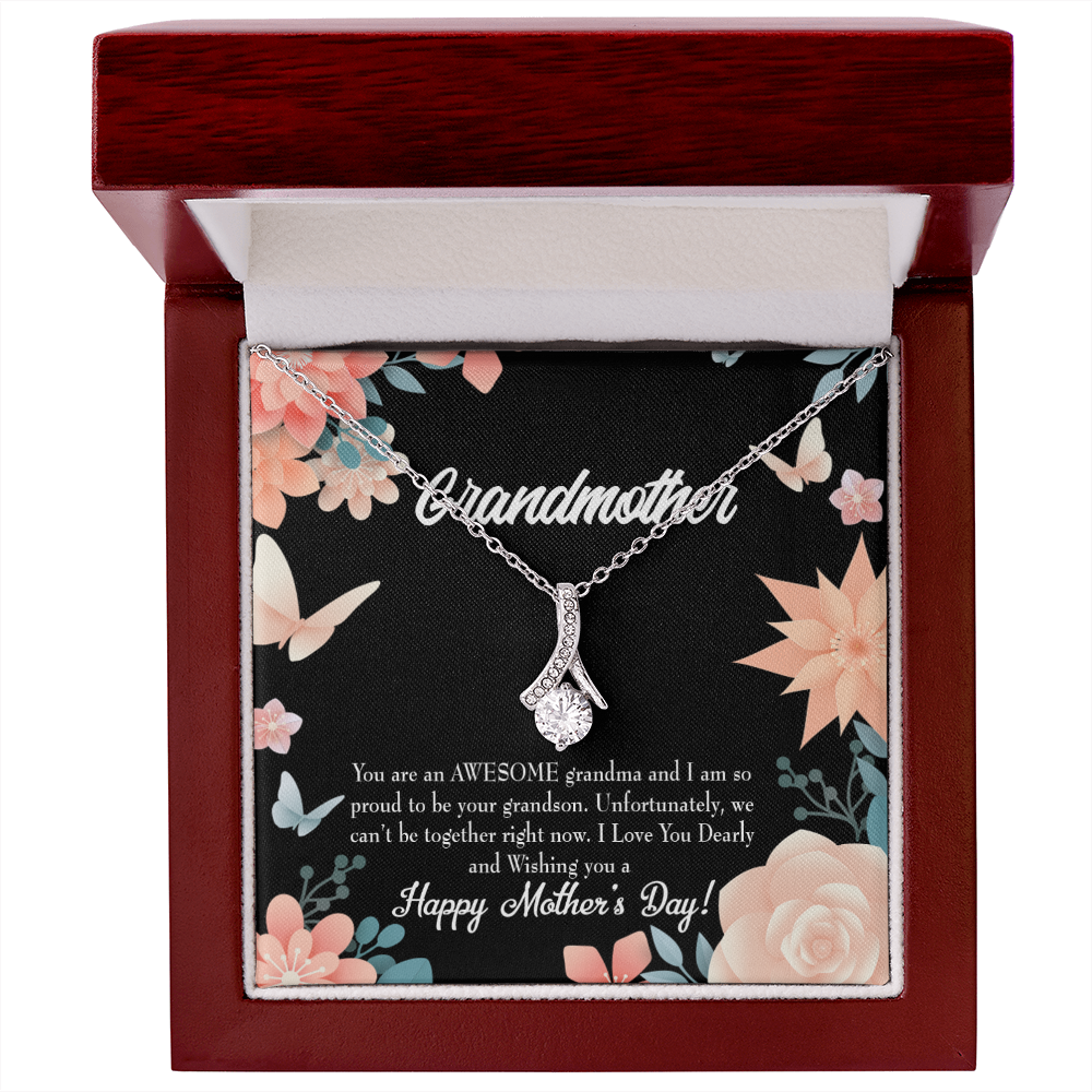 To My Grandmother Mother's Day Grandson Alluring Ribbon Necklace Message Card-Express Your Love Gifts