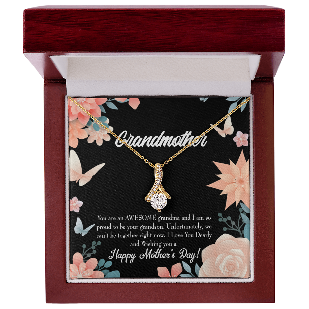 To My Grandmother Mother's Day Grandson Alluring Ribbon Necklace Message Card-Express Your Love Gifts