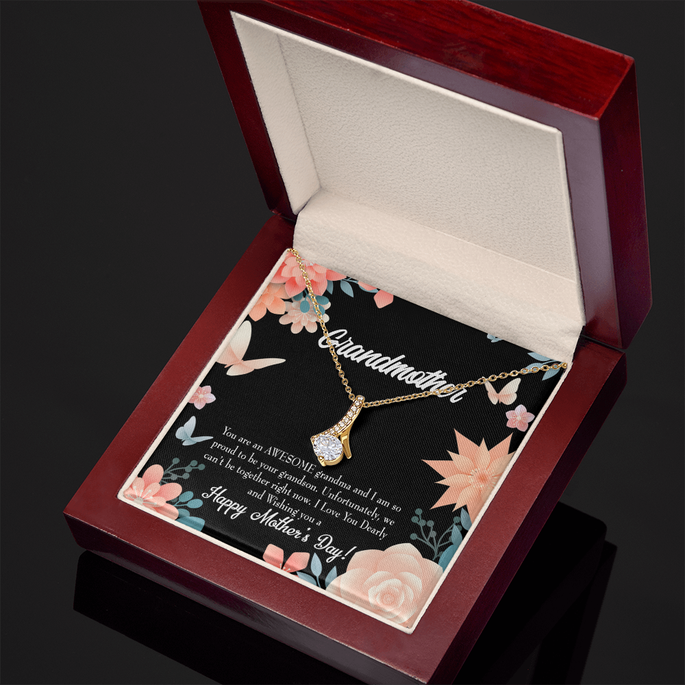 To My Grandmother Mother's Day Grandson Alluring Ribbon Necklace Message Card-Express Your Love Gifts