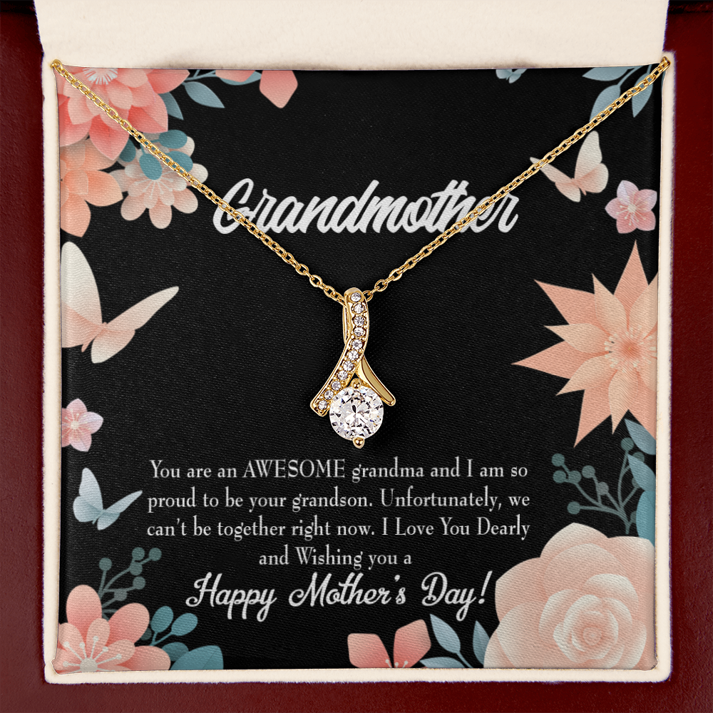 To My Grandmother Mother's Day Grandson Alluring Ribbon Necklace Message Card-Express Your Love Gifts