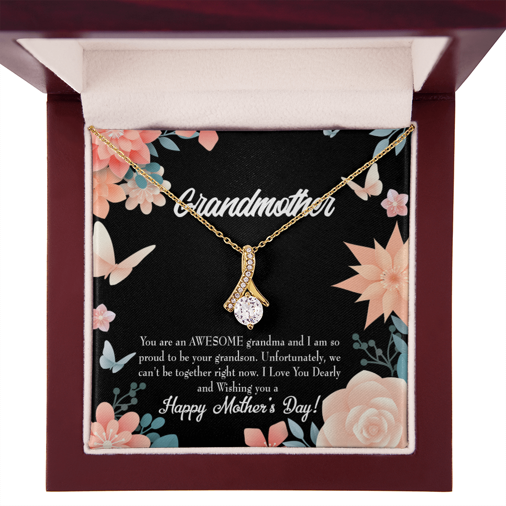 To My Grandmother Mother's Day Grandson Alluring Ribbon Necklace Message Card-Express Your Love Gifts